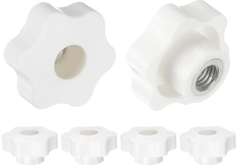 QUARKZMAN 6 Stück Sterngriffmutter M12 Flügelmuttern mit Innengewinde, Rändelmutter Handgriff Durchgangsloch Klemmmutter Messing 48mm Spannknopf für Werkzeugmaschinen Fitnessgeräte, Weiß