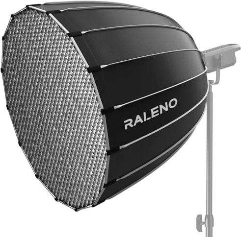 RALENO 35.4/90cm Bowens Mount Parabolic Softbox, Professional Studio Lighting with Honeycomb Grid & Carrying Bag, Quick Setup for COB Lights, Compatible with Godox Amaran 100x/Aputure 600D/NS90P