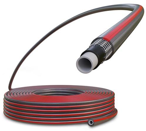 Poppstar PVC Gartenschlauch 25m, 19mm ID 24mm AD (3/4 Zoll), 4-lagig, Betriebsdruck max. 7 bar, flexibler Gartenwasserschlauch
