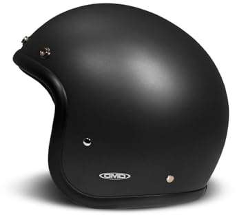 DMD Retro Matt Black Open Face Helm Jethelm Motorradhelm ECE22.06, S