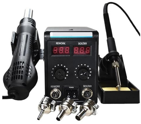 CASEGO Soldering Iron Station 8586D Soldering Station 2 IN 1 Hot Air Gun Solder Station LCD 2 Digital Display Electric Soldering Iron Welding (8586d)