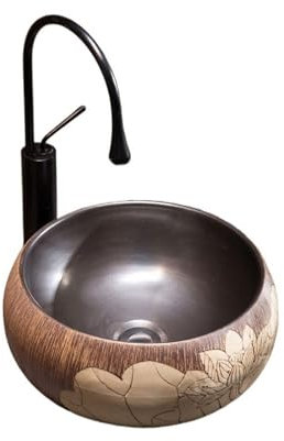 XFZJCHAP Lavabo da Bagno Lavandino da appoggio Lavabo da appoggio Vintage Lavandino per Uso Domestico Balcone Lavandino da Bagno Lavelli da Bagno in Ceramica Lavabo sopra Il lavabo da banco
