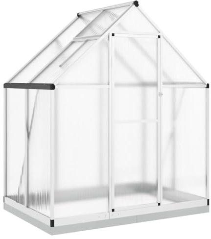 Gecheer Gewächshaus mit Fundamentrahmen Foliengewächshaus Tomatenhaus für Optimales Pflanzenwachstum Silbern 169x114x202 cm Alu