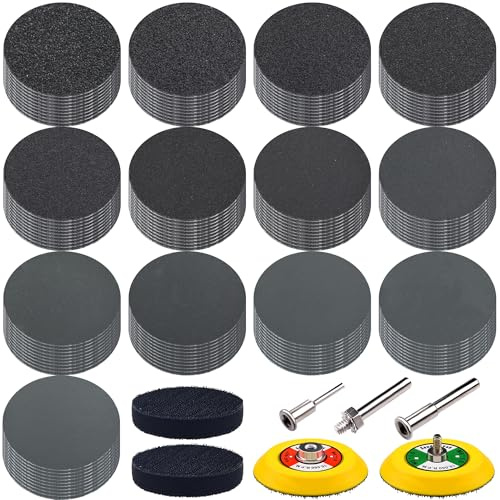 SIQUK 130 Stück Schleifscheiben Klett 75mm Nasse Trockene Schleifpapier Schleifpads Körnung 60-5000 Schleifblätter Sandpapier Rund für Auto Polieren Holz Metall