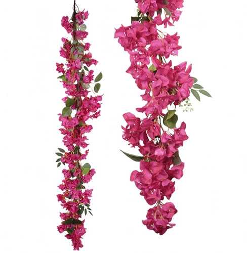 INSUNSIX Guirnalda de buganvilla Artificial, buganvilla, Enredaderas Artificiales, 180 cm, para manteles, Caminos de Mesa, Arcos de Boda, Decoraciones de Pared (Rosa Oscuro)