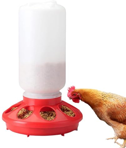 Alimentador automático de Pollos,Alimentador de Aves de Corral,Dispensador de Comida para codornices de Gran Capacidad - Contenedor de Comida Desmontable, Accesorios para gallinero para