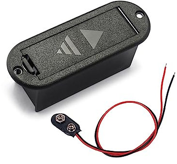 Gadpiparty Estuche Portapilas De Batería De 9 v para Guitarra, Accesorio con Cable De Conexión, Diseño Horizontal, Plástico Duradero, Uso Profesional para Pastillas, Color Negro
