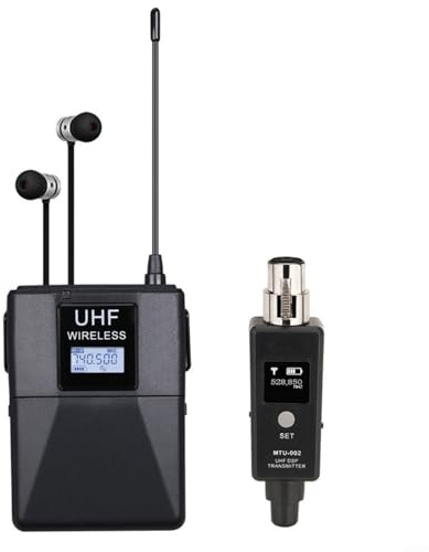 Fauhapyway Sistema in-ear wireless UHF, ricevitore audio professionale con 20 canali per registrazione in studio di performance sul palco, adatto per band (PTM-11)