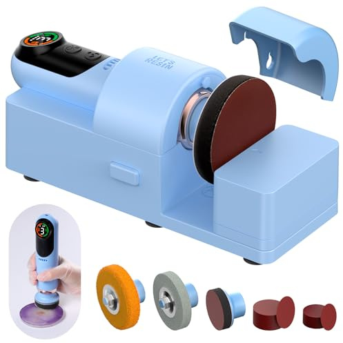 LET'S RESIN 4-in-1 Electric Resin Sanders and Polisher, 2000mAh*2 Large Battery Capacity, Powerful 3-Speed, LCD Display, Compact and Lightweight for Resin Grinding, Glass, Metal, Jade,etc