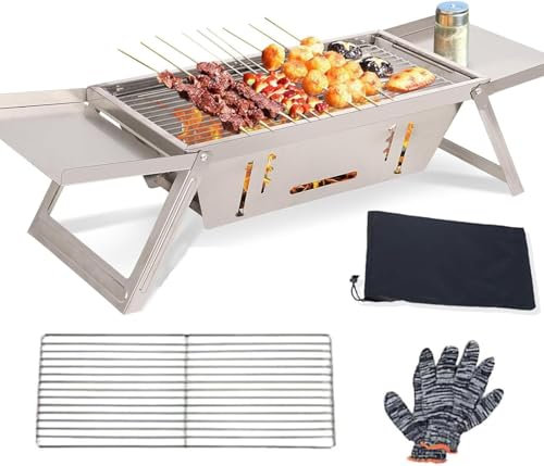 Barbecue da esterno - Barbecue a carbone portatile pieghevole - Fornello da barbecue in acciaio inossidabile di alta qualità, perfetto for campeggio, picnic e tailgate party