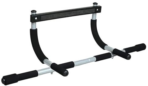 Pull-Up Bar for Doorway – No-Screw Home Gym Fitness Bar for Pull-Ups, Push-Ups, Chin-Ups, Sit-Ups & Upper Body Workout – Horizontal Door Frame Bar for Indoor Strength Training (Black & Silver)
