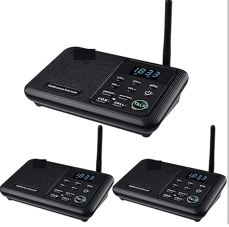 Intercoms Wireless for Home 1 Mile Long Range Wireless Intercom System for Home House Business Offices Room to Room Communicate(3 Unit Black)