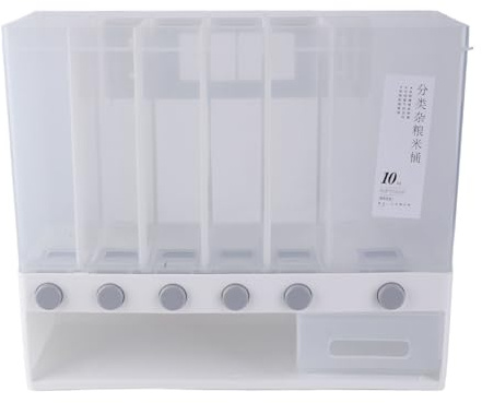 Wall Mounted Dry Food Dispenser Airtight Grain Dispenser Box Rice Storage Container with Measuring Cup for Home Kitchen 22lb Capacity Premium Plastic