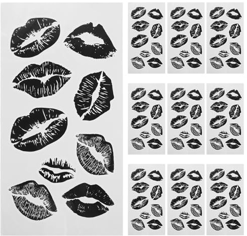 FRCOLOR 10 Hojas Pegatinas para Labios Impermeables Tatuajes Temporales Realistas para Mujeres Calcomanías Cosméticas Suaves Cómodas y Resistentes para Fiestas Halloween y Sesiones de