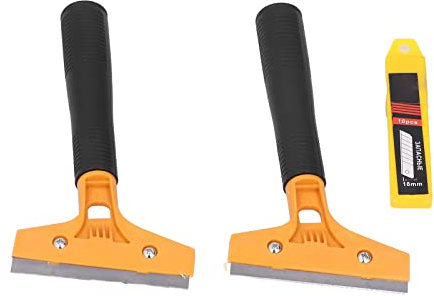 MasYosh Raspador de Cuchillas, Juego de Herramientas de Limpieza de Raspado de 12 Piezas con 2 Asas y 10 Cuchillas, para Quitar Adhesivo Adhesivo de Vidrio Metálico de Estufa
