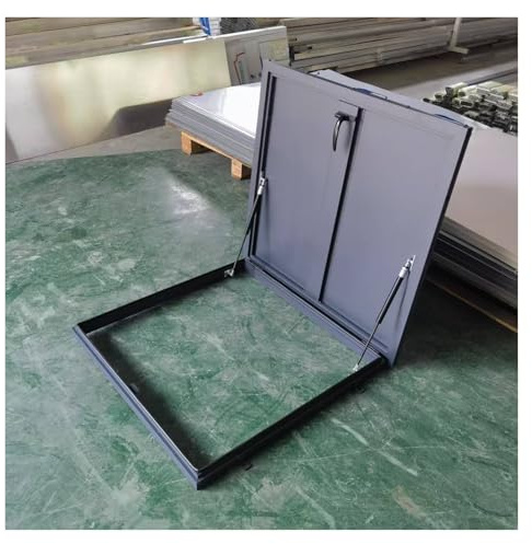 QSTGX Porte D'accès Au Grenier, Couvercles De Lucarne Pour L'intérieur La Maison, En Acier Inoxydable Pour L'extérieur Pour Greniers, Issues Secours, Puits D'inspection(Black,75x75-86x86 cm)