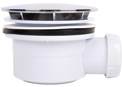 Cofan Válvula Sifónica para Plato de ducha, Orificio de Ø90 mm, Salida de Ø40 mm, Embellecedor Cromado, Junta Cónica Reductora de Ø32 mm