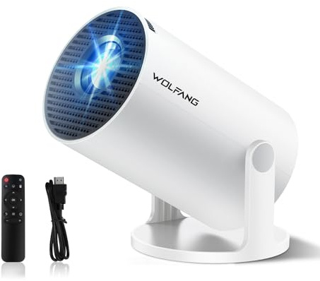 WOLFANG Vidéoprojecteur Support 1080P, Projecteur Vidéo Connecté pour Chambre, Retroprojecteur Home Cinéma avec Applications Intégrées, Correction Trapézoïdale Auto, Bluetooth, HDMI