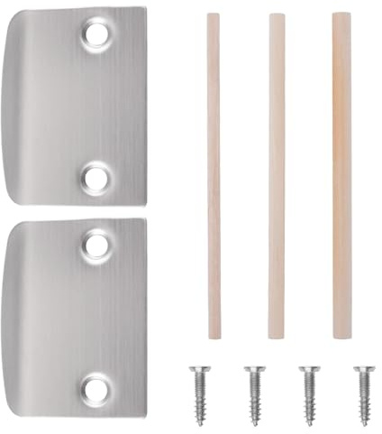 UFURMATE Stainless Steel Blank Strike Plates, 2pcs Deadbolt Filler Plates Door Strike Repair Plates with Wood Dowels for Door Frame(Silver)