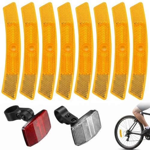 10 Pièces Kit Catadioptre Vélo, 8 Réflecteurs de Rayons Jaunes et 2 Réflecteurs Avant et Arrière (Blanc/Rouge), Yeux de Chat pour VTT, Vélo de Route et Ville, Haute Visibilité Nocturne