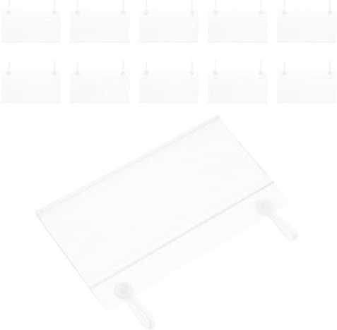 TEMPNAP Porta Cartellini Trasparenti in PVC con Clip Doppia Aletta e Gancio per Espositori Retail su Scaffali in Filo Set 100 Pezzi con Chiusura Sicura a Scatto