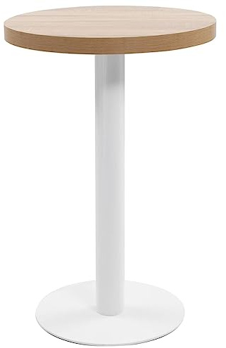 toolkix Bistrobord ljusbrun MDF 50 cm diameter, stålram, matbord köksbord för 2 personer, utrymmesbesparande, rustik, modern, perfekt för vardagsrum och matplats