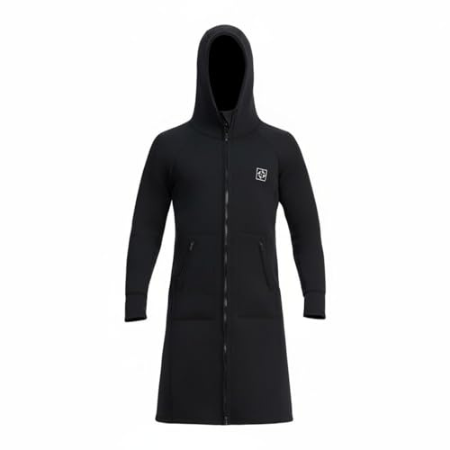 HGZLQKD Men Diving Jacket Wetsuit Top Hooded Coat Snorkeling Jacket Insulating Neoprene With Attached Hood And Extended Hem For Cold Protection suitable for diving snorkeling days, Black, S