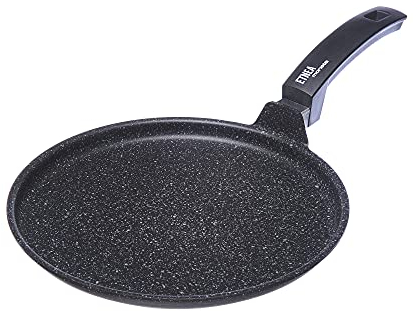 Moneta Etnea Piastra, Alluminio Antiaderente, Rivestimento interno in Hardoise effetto pietra, Nero, 28 cm