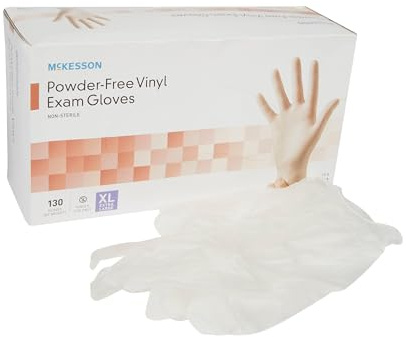 McKesson Powder-Free Vinyl Exam Gloves, XL, 130 Count, 1 Box