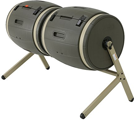 Lifetime Komposter | Doppel Trommelkomposter Braun 79x160x110 cm | Metall & Kunststoff Kompostbehälter 380 Liter Fassungsvermögen