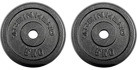 Train Hard Hantelscheiben Set Gewichten Gusseisen 30/31 mm Lochdurchmesser 2 x 5 kg