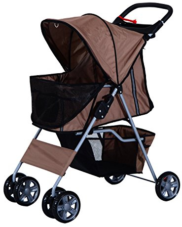 PawHut Hundewagen Hundebuggy Pet Hunde Buggy Stroller Jogger Anhänger Kaffeebraun