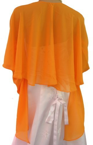 LadyMYP© Edele Chiffon Rundstola, Schal für Abendkleid/Cocktailkleid, Hochzeit, weiß/ivory/schwarz (LADYMYP_Stola_2246: orange)