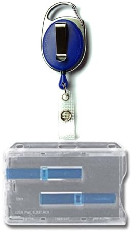 1x Ausweis-Set Ausweisset - Kartenhülle Kartenhalter Ausweishülle mit 2 BLAUE Schieber für 2 Karten & Ausweiszipper Ausweishalter Ausweisjojo mit GÜRTELCLIP GROSSE FARBAUSWAHL