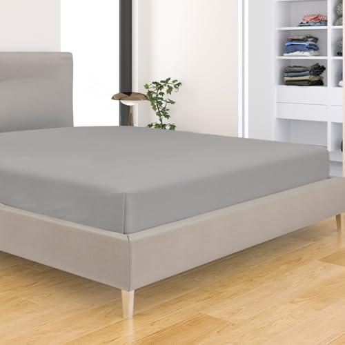 Banzaii Lenzuolo sotto con Angoli Invernale Felpato in Flanella Anti-Pilling 100% Cotone Tinta Unita Una Piazza Singolo 80/90 x 200 cm Grigio Chiaro