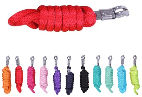 NETPROSHOP Einfarbiger Nylon Strick Führstrick mit Panikhaken Länge 2 Meter Farbauswahl, Farbe:Rot