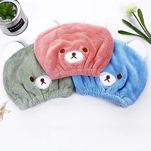 Abcsea 2 Stücke Kinder Turban Haartrockentuch, Turban Haartrockner Handtuch, Mikrofaser Kopfhandtuch, schnell trocknendes Haartuch, trockenhaube für Haare, trockenhaube für Haare, blau und pink