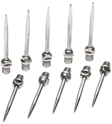 DRELD 10 PCS Dartspitzen Steel Stahlspitzen mit 2BA Gewinde für Softdart Dartpfeile Spitzen aus Legierung Steeldartspitzen Metallspitzen, Darts Needle Zubehör, Steeldartspitzen, Silber
