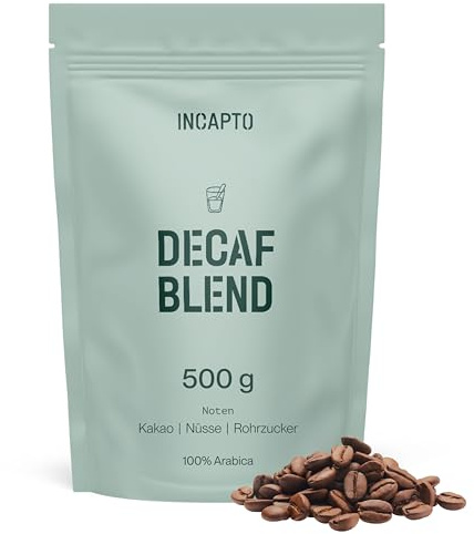 Incapto Café Décaféiné de Spécialité en Grain 500g | Sélection de cafés 100% Arabica du Brésil | Procédé Swiss Water - Décaféination Naturelle à l’Eau | Décaféiné