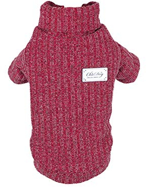 Haustier Pullover Dicker Winter Haustier Rollkragenpullover Warme Hundebekleidung Katze Kleidung Katze Strickpullover Hundepullover Haustier Mantel für Kleine Mittel Große Hunde/Katzen Rot XXL