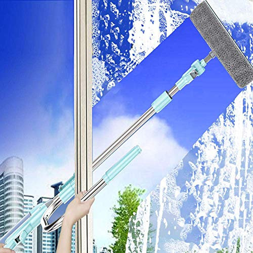 WLABCD Limpiador de Limpiacristales Profesional, Varilla Telescópica en Forma de U, Cabezal de Limpieza con Mecanismo Flotante, Herramientas de Limpieza de Vidrio para Ventanas Altas en Interiores Y