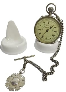 Set of 2 Designed to take Large Watches, White Ceramic Pocket Watch Stands, Watch Display Stands. (Black)