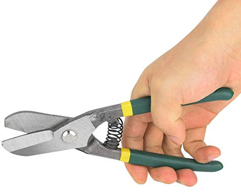 Estink Tin Snips, 8in Heavy-Duty Straight Cut Metal Shears for Sheet Metal Aluminum Leather Cutting with Comfort Grip Handles for Manual Work, Non-Slip Ergonomic Design