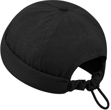 Clakllie Dockercap Herren Atmungsaktiv Docker Cap Wasserdicht Seemannsmütze Hafenmütze Rolled Cuff Brimless Hat Beanie Fischermütze Bikercap Miki Hat,CT83-Black
