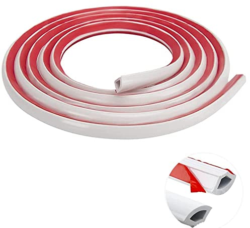 5M PVC Flexible Quadrant Round Molding Trim,Floor Tile Edging Trim self Adhesive,Laminate Floor Tile Beading,Gap Cover Filling Caulk Strip for Wall Cabinet Skirting Countertops Window Door Edge,White