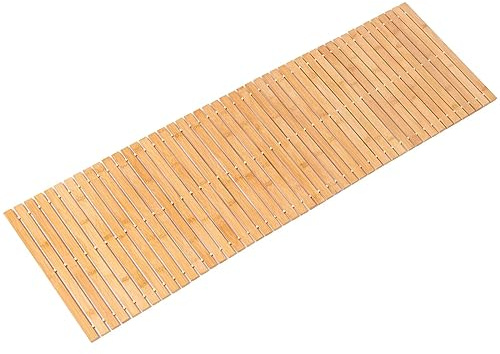 Bamboo Bath Mat Bathroom Runner Long Large Rugs Floor Wood Shower Bathtub Waterproof Non Slip Accessories 16x48 Inch Easy to Clean, Natural Bamboo, 1 pc