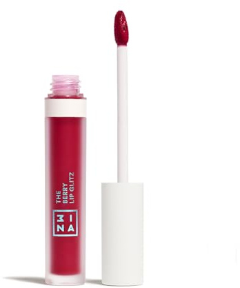 3INA MAKEUP - The Berry Lip Glitz - Labial Líquido Rojo - Cremoso - Con Pigmentos Perlados - Acabado Mate Purpurina - Alta Cobertura - Vegan - Cruelty Free