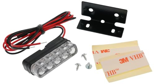 LED Mini Einbau Rücklicht rot Stripe, kompatibel mit Motorrad, Roller, Quad | Mit E-Nummer, 12V 2W, Lochabstand 22 mm, Kabel 30 cm; kompatibel mit Moped, Mofa, ATV; schwarz, ohne Bremslichtfunktion