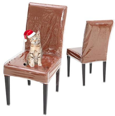 AYNINENG 2 Pack Plastic Dining Chair Protector 18 x 17 inch,Chair Covers with Backrests,Clear PVC Waterproof Seat Cover, Keep Your Dinning Chair Away from Dust/Stains/Cat Dog Hair/Scratches (Set of 2)
