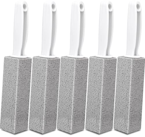 AZEN 5 Pack Pumice Stone for Cleaning, Pumie Scouring Stick with Handle, Pumice Stone Toilet Bowl Cleaner, Hard Water Stain Remover for Toilet, Bathroom, Kitchen Sink, Grill